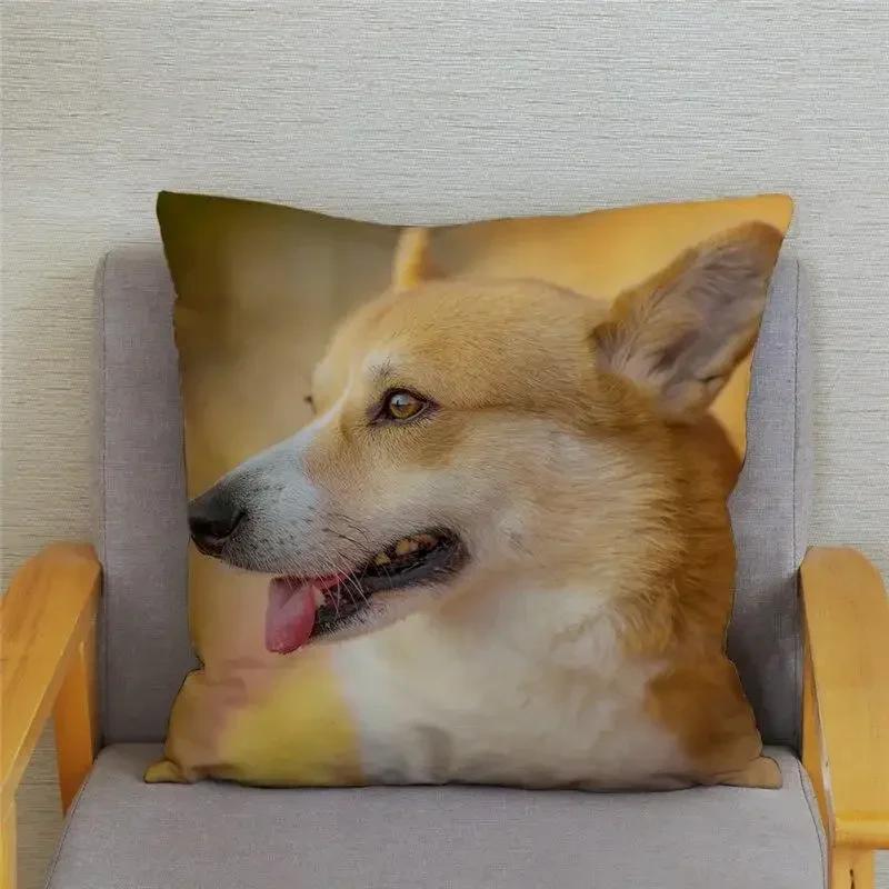 Cute Welsh Corgi Pembroke Dog Cushion Cover Pillow Case Home Decor Animal   Sofa Car