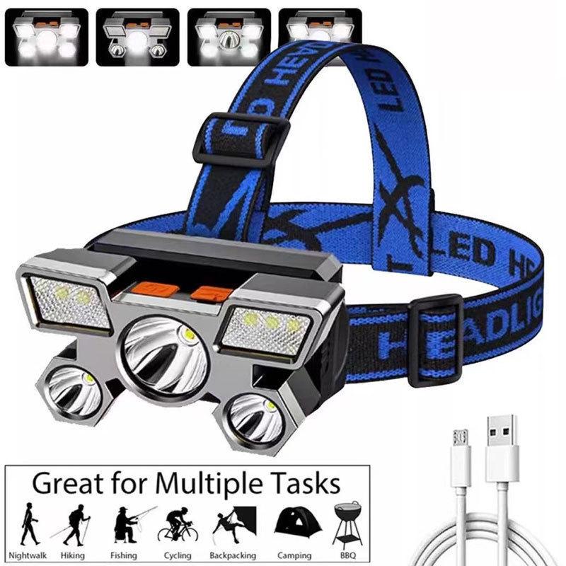 USB Rechargeable LED Headlamp - Super Bright, Long-Range for Camping, Night Fishing, and Outdoor Adventures