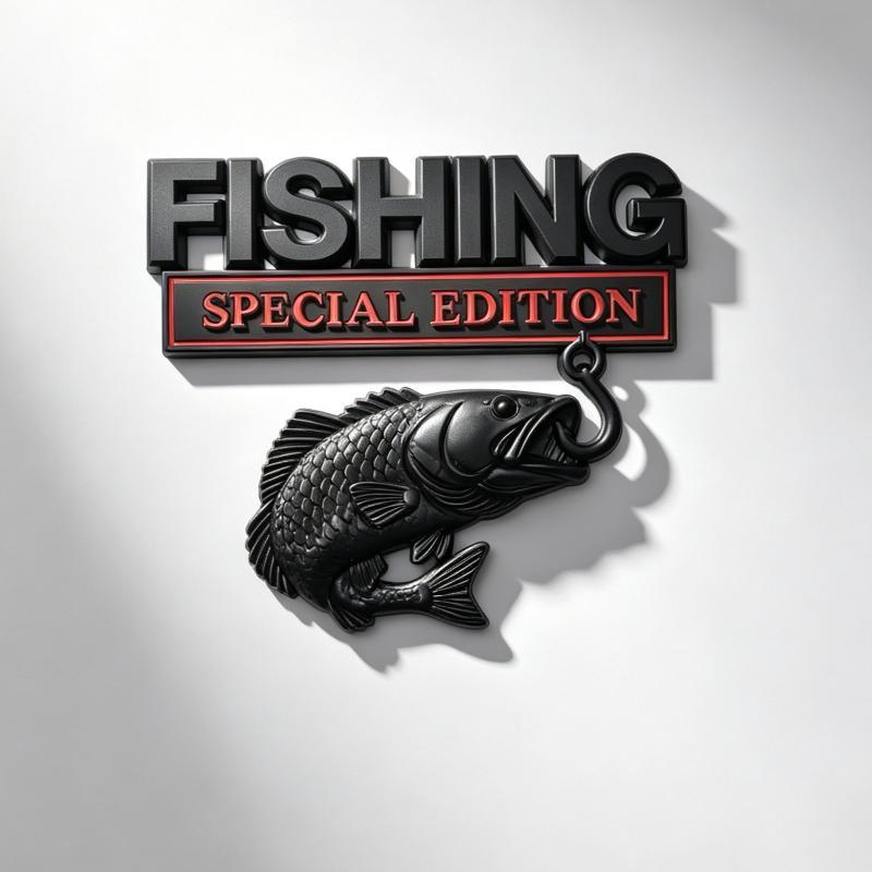 Metal Fishhook Badge Car Decal Special Fishing Edition Self-adhesive Sticker for Truck Van Fishing Lovers