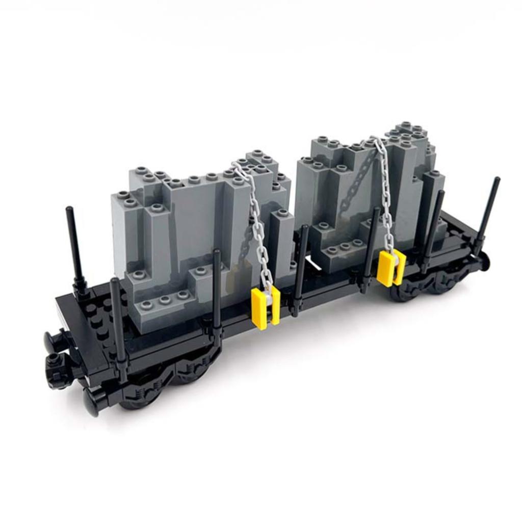 Creative Small Building Blocks German Freight Train Carriages Set - Stone/Coal/Low-bed Cars DIY Toy