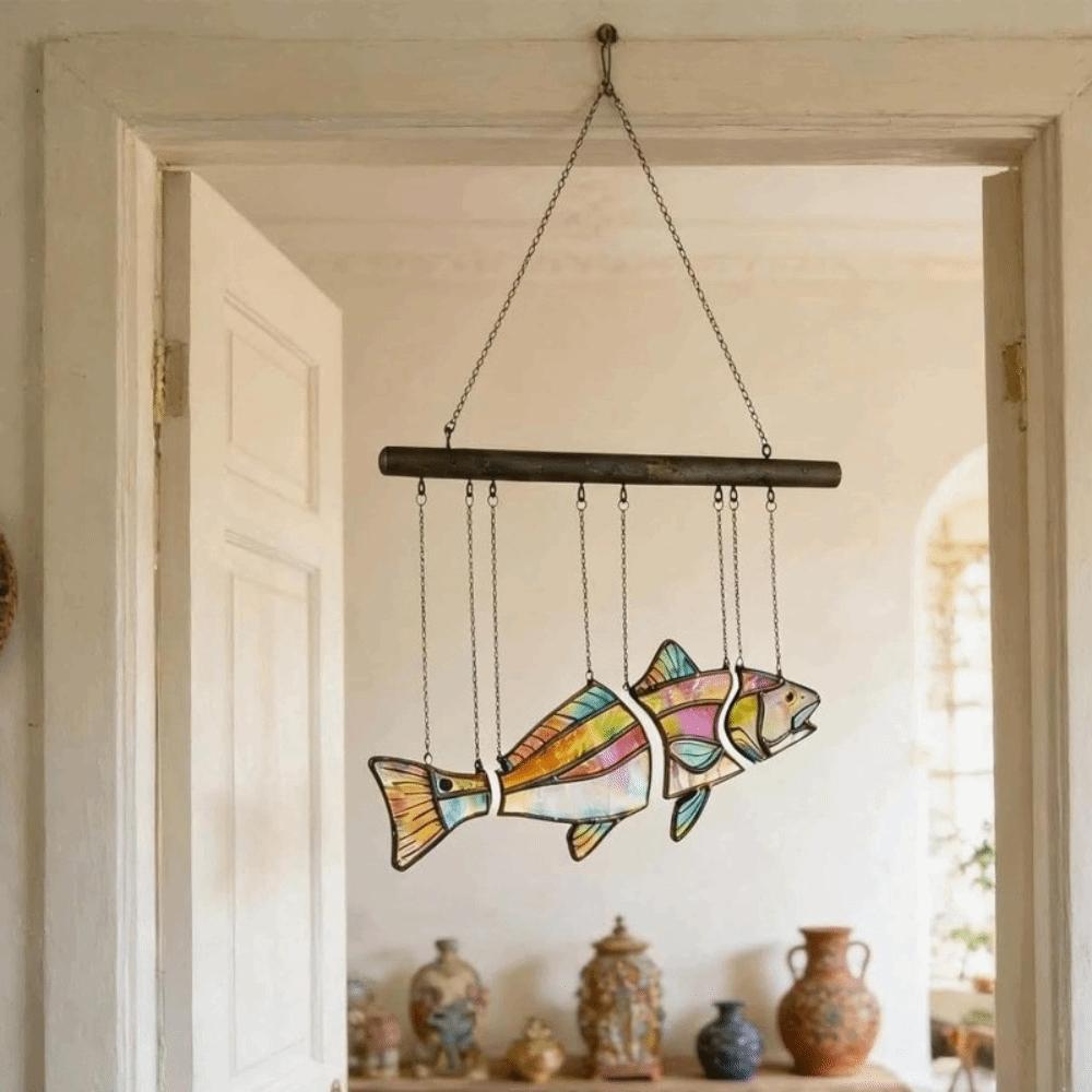 Clear Vivid Acrylic Fish Wind Chime Hand-Painted Fish Hanging Ornament Car Decorations