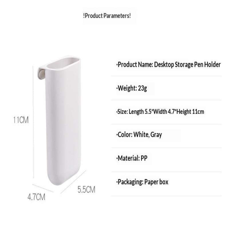 1Pack Desk Pen Holders, Clip-On Pencil Storage Containers, Adhesive Office Supplies Accessory, Pp Plastic Desk Organizer Set