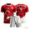 Summer Children's Adult Set Parent Child 3D Short Sleeved Shorts Football Shirt AI #7 Ronaldo Printed Boys' and Girls Sportswear