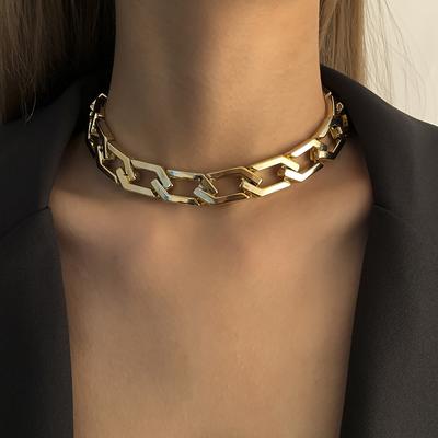 Trendy Punk Style Thick Chain Necklace, Hip Hop Fashion Simple Geometric Single-Layer Collarbone Necklace For Women