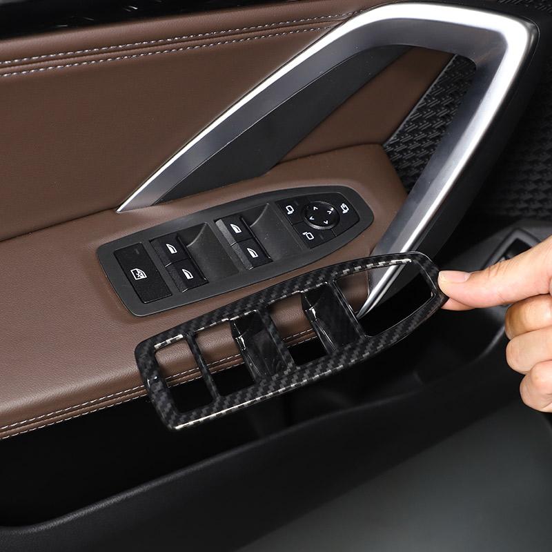 ABS Chrome/Carbon Fiber Car Window Lift Swtich Button Cover Trim Accessories For BMW X1 IX1 U10 U11 2026-2026
