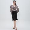 Rhinestone Skirt Women's Hollow High Waist Lace A- Line Half Skirt High-grade Black Knitted Mid-skirt