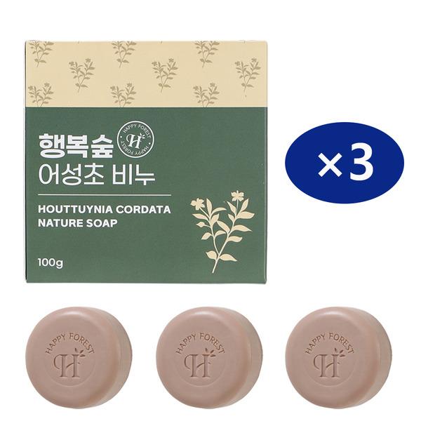 Happy Forest Eoseongcho Soap 100g x 3 - Deep Cleansing Facial Soap for Sebum, Folliculitis, and Skin Trouble 01_ 3 pieces of 100g