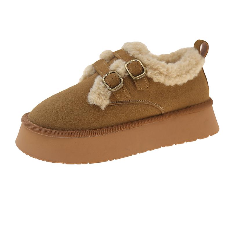 

Fashion Loafers Fur Women Round Toe Casual Female Sneakers Flat Shoes Clogs Platform New Dress Creepers Winter Basic Ankle Plush Solid 35 малиновый