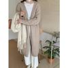 Autumn Winter Knitted Cardigan Women Medium and Long Sweater Jacket Gentle Loose Simple V Neck Cardigans Solid Color Office Coats Long Sleeve Clothing