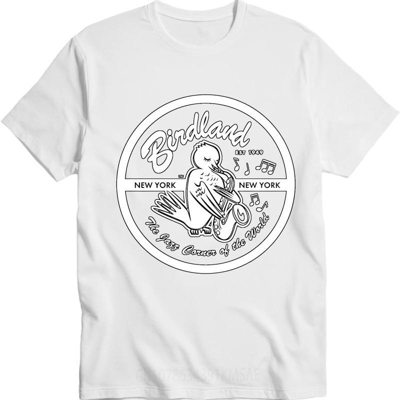 Vintage Sommer T-Shirt für Herren Birdland New York Jazz Vogel Saxophon Musik Logo Kurzarm Streetwear Rundhalsausschnitt T-Shirt
