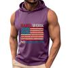 Men's Sleeveless Hoodie Tank Top Casual Muscle Shirt with American Flag Graphic Print Hard Work No Handouts Design for Summer