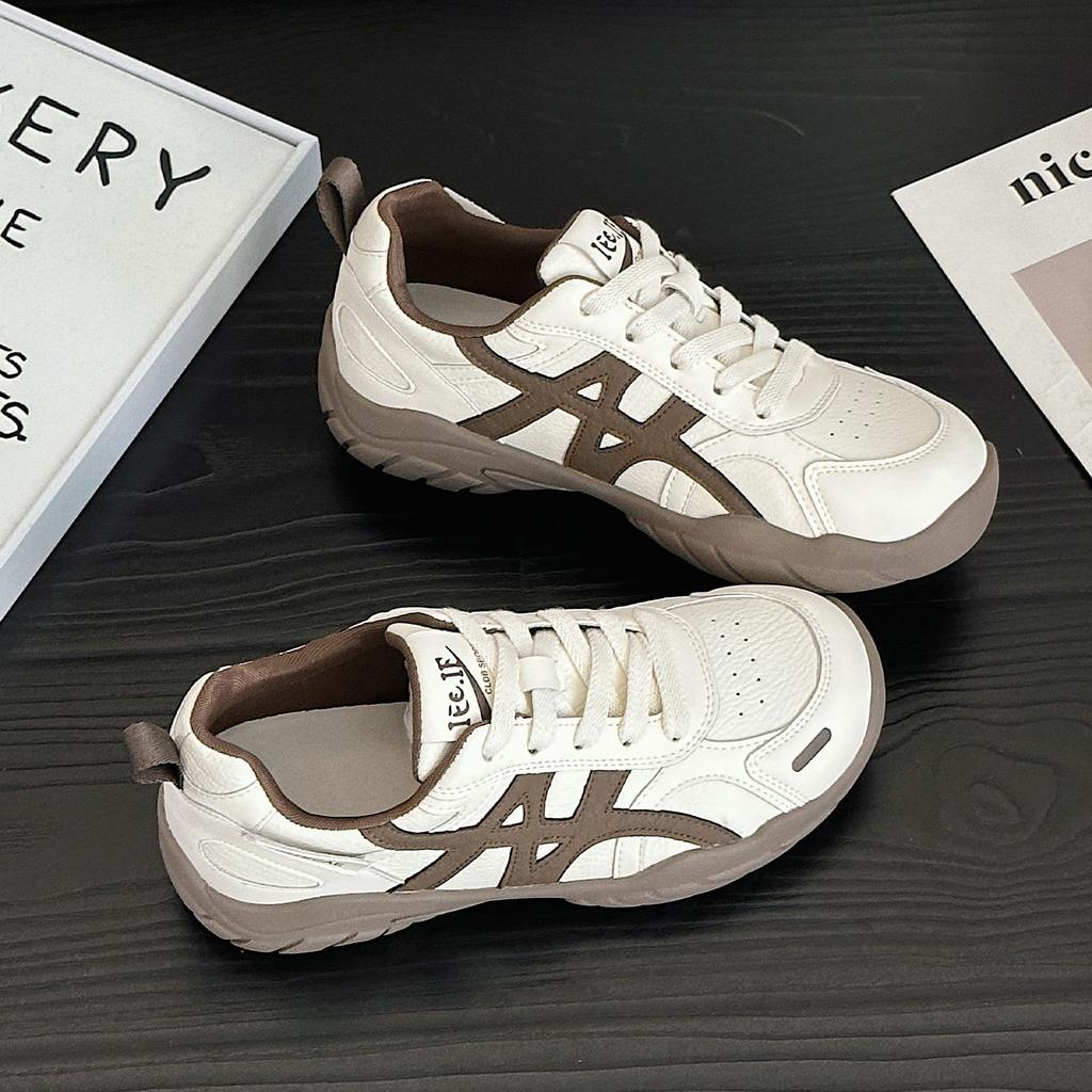 Platform-soled German training shoes women's spring new color matching retro lace-up inner height-increasing casual sports shoes Forrest Gump shoes