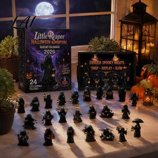 Holiday Countdown Gift Box Halloween Advent Calendar 24 Day with Witch Ghost Unique Collectible Figurines Figurines Spooky Toy Set for Kids,