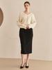 Nub Slit Cut Out Skirt - Black