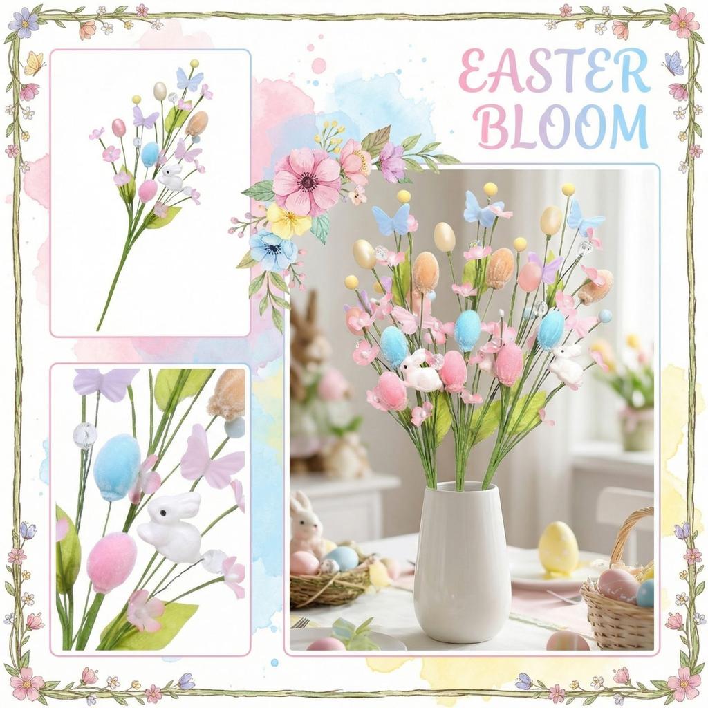 Easter Decoration  Easter Egg Simulation Branch DIY Party Bouquet Flower Arrangement Accessories