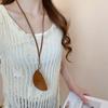 Anti-loss Crescent Moon Key Case Sweater Chain Pu Leather Key Bag Long Leather Necklace  Girl