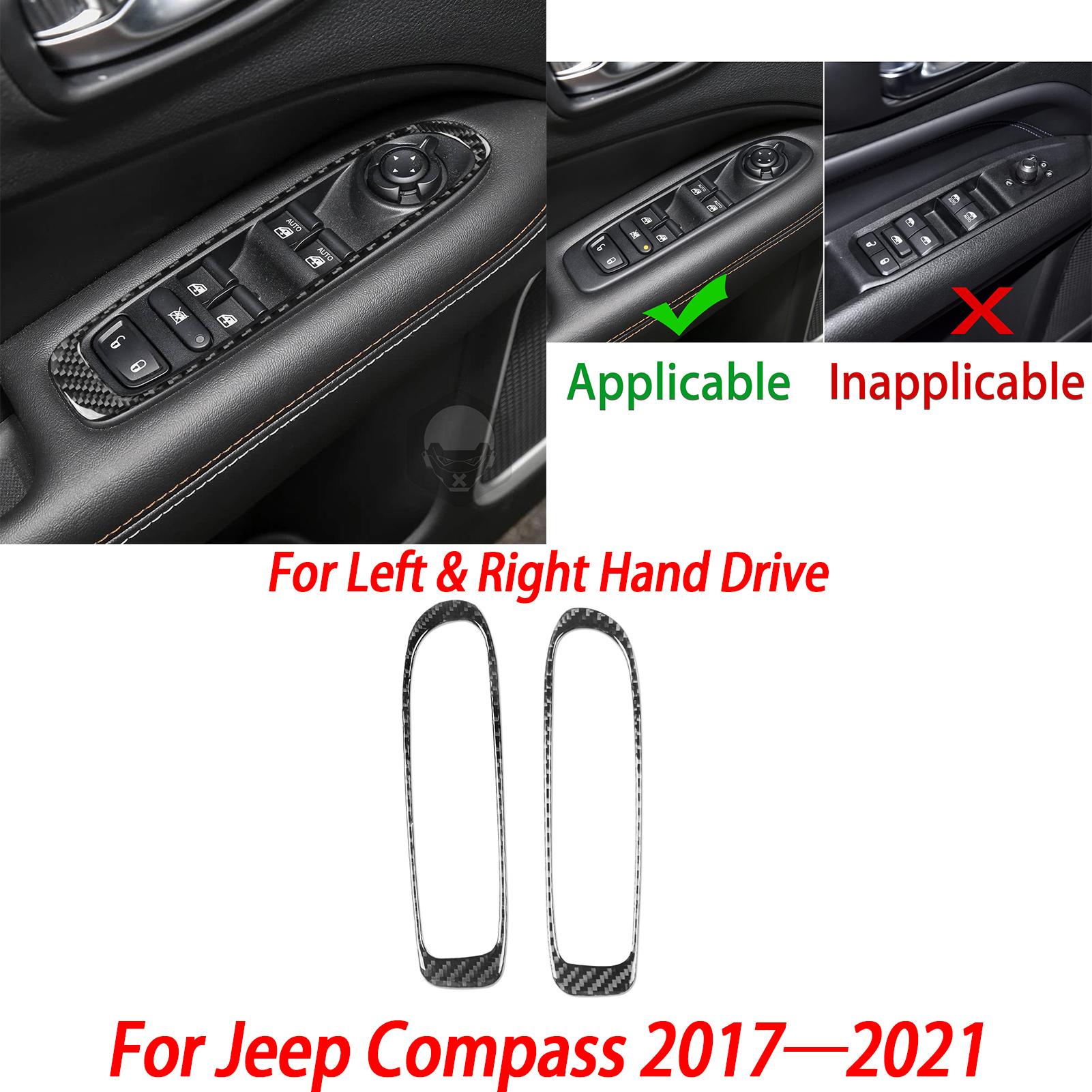 Copilot Dashboard Glover Box Handle Panel Door Decor For Jeep Compass 2017    Carbon Fiber Interior Trim Sticker Black Carbon