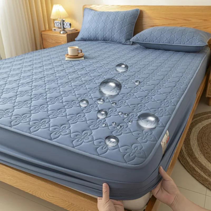Waterproof Thicken Mattress Cover Soft Comfortable Breathable Bedding Mattress Bed Covers Fitted Machine Washable Home Decor