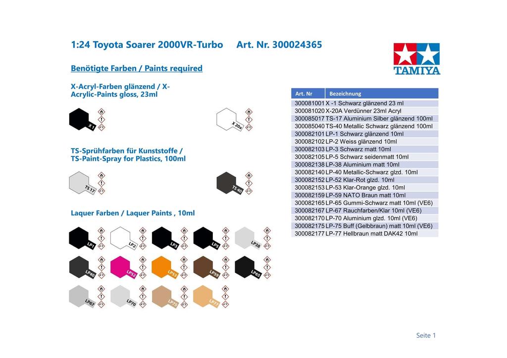 Tamiya Sports Car Series Toyota Soarer 2000VR Turbo Plastic Model 24365 1/24 No.365