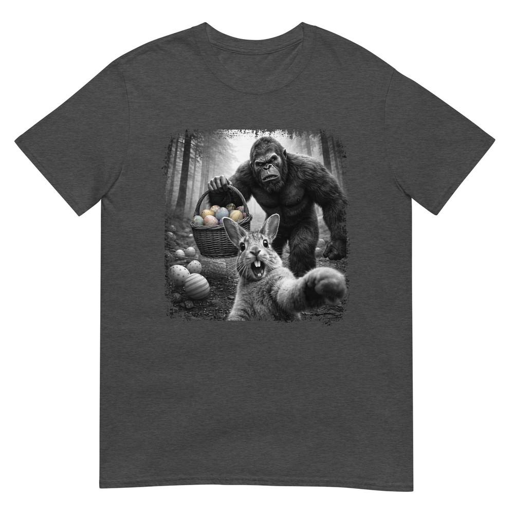 Funny Easter Day Bunny Selfie With Bigfoot Easter Eggs Unisex TShirt