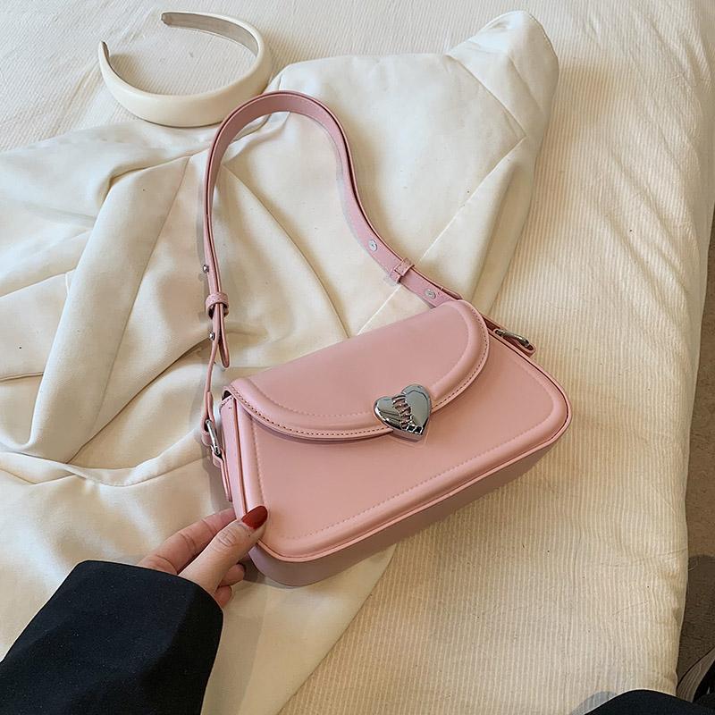 Love Buckle Silver Crossbody Shoulder Bags For Women Small Purse PU Leather Female Handbags