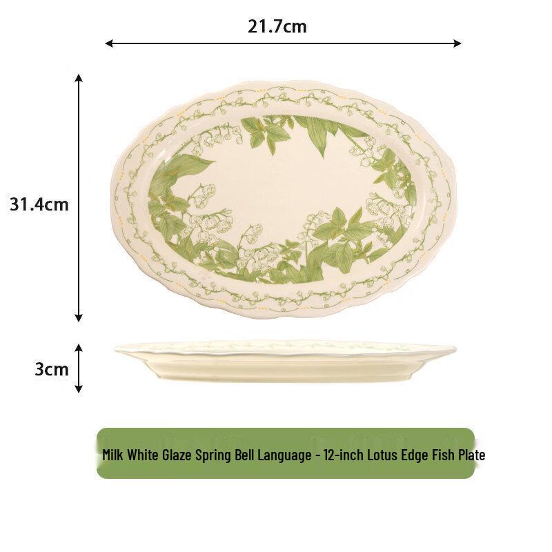 Lily of the Valley Ceramic Dinner Plates Set