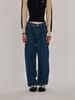 SOME PLACE Classic Carpenter Snap Wide Cargo Denim Pants [Medium Blue]