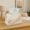 1pc Luxury Tissue Box Featuring an Abstract Line Design with a Golden Flow Texture, Waterproof And Ideal for Use In The Bathroom, Living Room, Bedroom