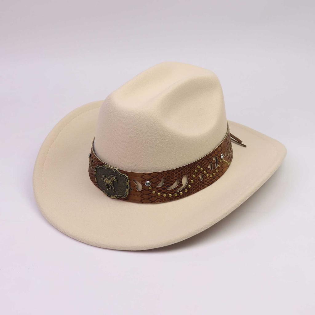 New Western cowboy top hat men and women couple gentleman's hat horse head decoration with jazz hat Tibetan