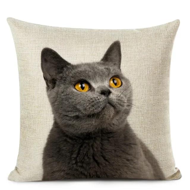 1Pcs/Set Linen Pillow Cover Black White Hand Painting Yellow Cute Cat Kitchen Chair Cushion Cover Home Decorative Pillow Case