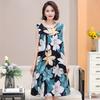 Summer Middle-Aged Elderly  Silk Women's Dresses Large Size Mother's Casual Homewear
