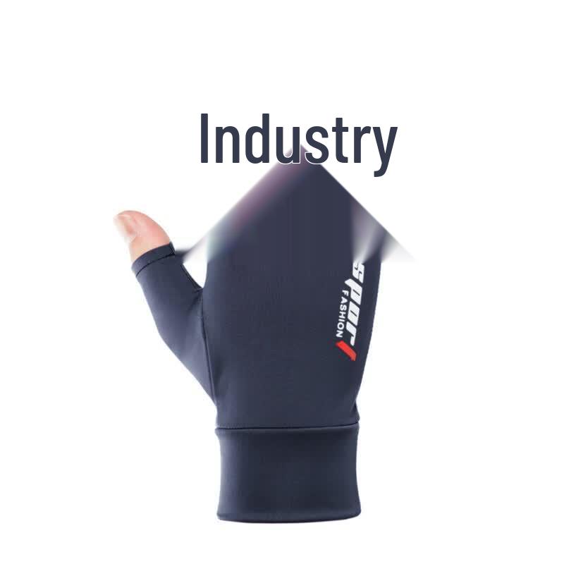 Summer Ice Silk Two-Finger Exposed Gloves