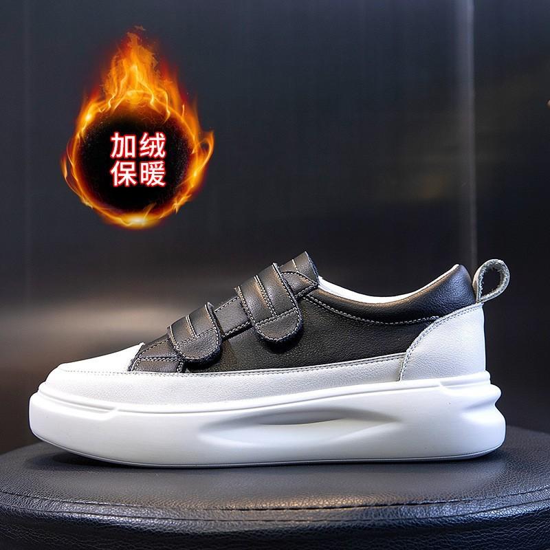 Little white shoes women's spring 2025 new versatile platform shoes women's genuine leather women's shoes Velcro casual flat single shoes women