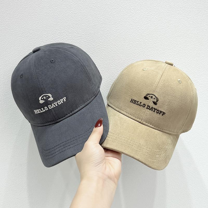 New Simple Embroidery Big Head Circumference Baseball Cap Women's Autumn and Winter Versatile Sun Hat Showing Face Small Cap Men