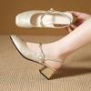 New Chinese style sandals new square head bag head sandals retro thick heel high heels empty