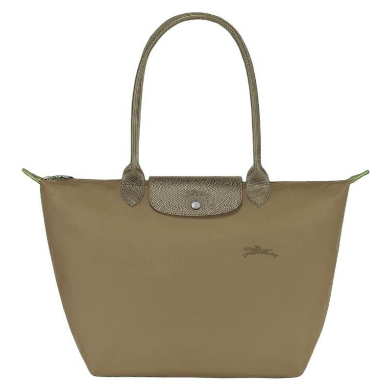 Longchamp Le Pliage Green Logo Druckknopf-Reißverschluss Polyamid Schulter-Handtasche Regular Damen Artischocke 1899919M04