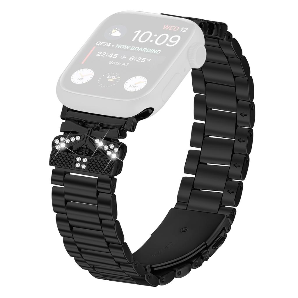 Replacement Strap for Apple Watch Series 10 9 8 7 SE 6 5 4 3 2 1 42mm 41mm 40mm 38mm Butterfly Rhinestones Decor Watch Band