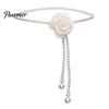 Elegant Flower Waistband Camellia & Faux Pearl Waist Belt for Women, Adjustable Belt, Accessory Chain, Wedding Dress Bridal Party Daily Wear Fashion