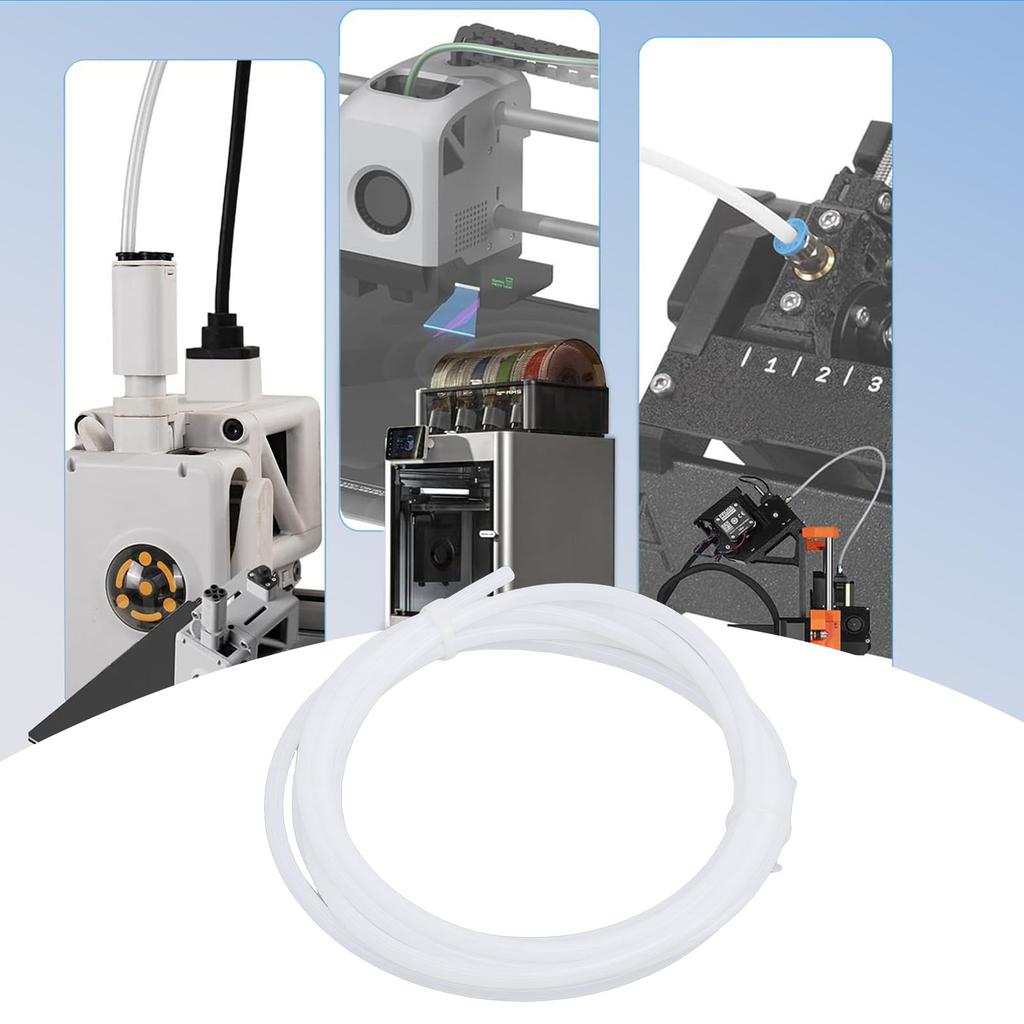 6.56FT 2M PTFE Tube White Low Resistance Star Shaped Inner Wall PTFE Tubing for 1.75mm Filament High Flexibility Compatible with Most 3D Printers