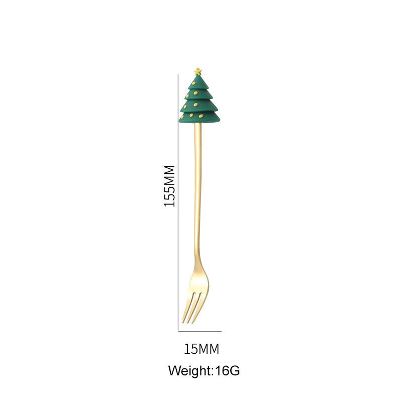 6pcs Christmas Gift Cutlery Spoon Fork Set Stainless Steel Elk Decoration Dessert Tableware Festival Accessories