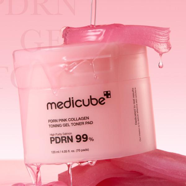 Medicube PDRN Růžový kolagenový tonizační gelový tonerový polštářek 120 ml (70 polštářků) (3 Možnosti)