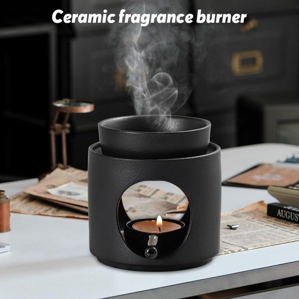 Wax Melt Burner, Ceramic Oil Burners with Candle Spoon Essential Oil Burner Aroma Diffuser Home Aroma Oil Burner Candle Holder Wax burner