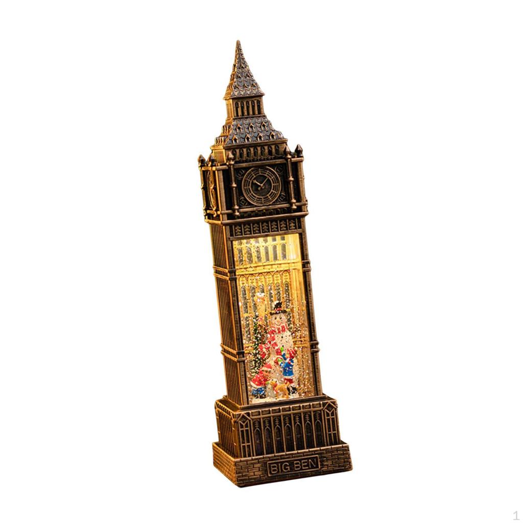 Christmas Clock Music Box Decoration Photography Props Desktop Figurine Lantern Ornament