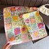 70x70cm Lightweight Cotton Silk Square Scarf With Boho Floral Print Breathable Neck Wrap Women