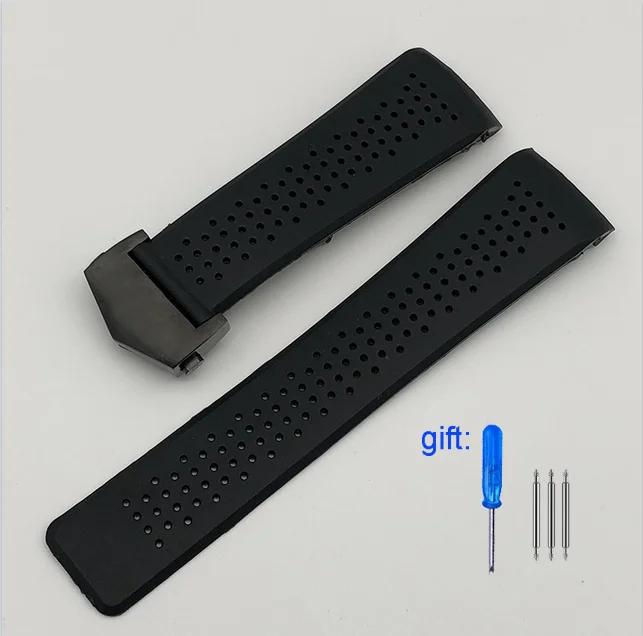 Natural Rubber Watchband For TAG HEUER GRAND CARRERA Wristband Waterproof Sport Strap 22mm 24mm Soft Silicone Watch Bracelet