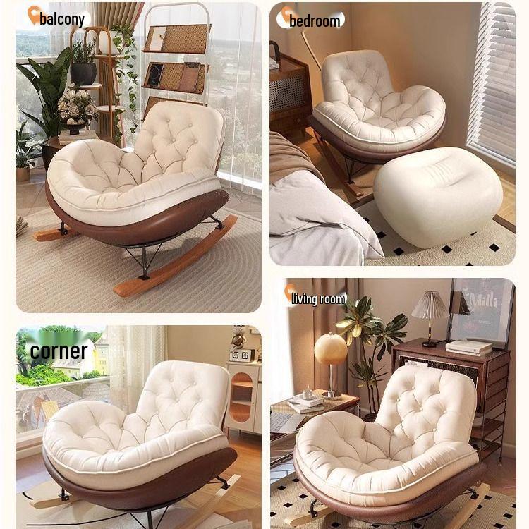 Penguin Luxury Balcony Recliner: Honeycomb Button Metal Rocking Chair