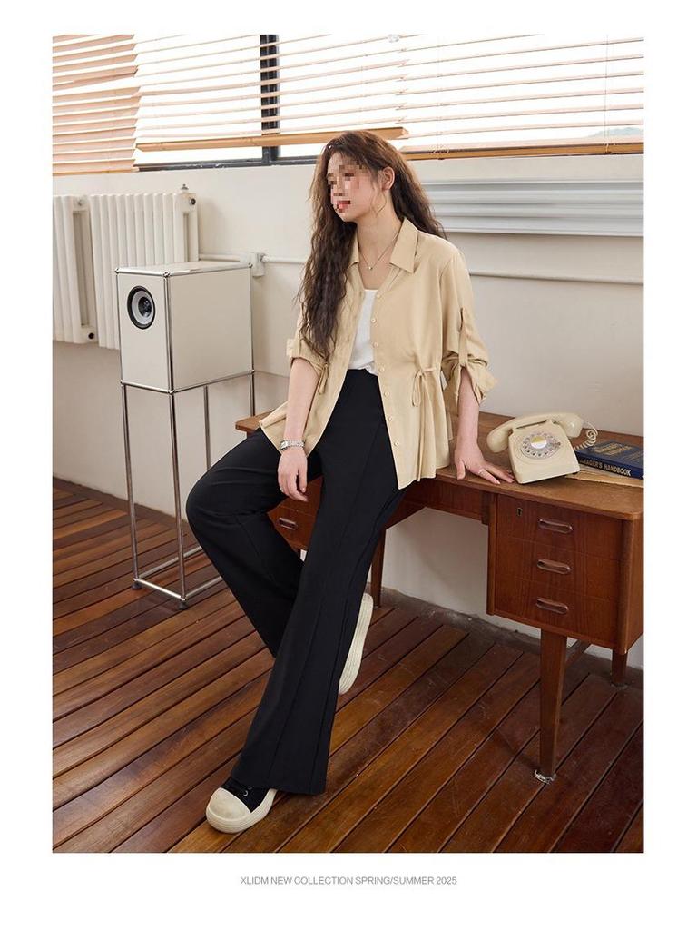 Xiao Li Plus Size Women's Stretch Supermodel Pants: Slimming, Flattering Micro Flare for Versatile, Casual Wear