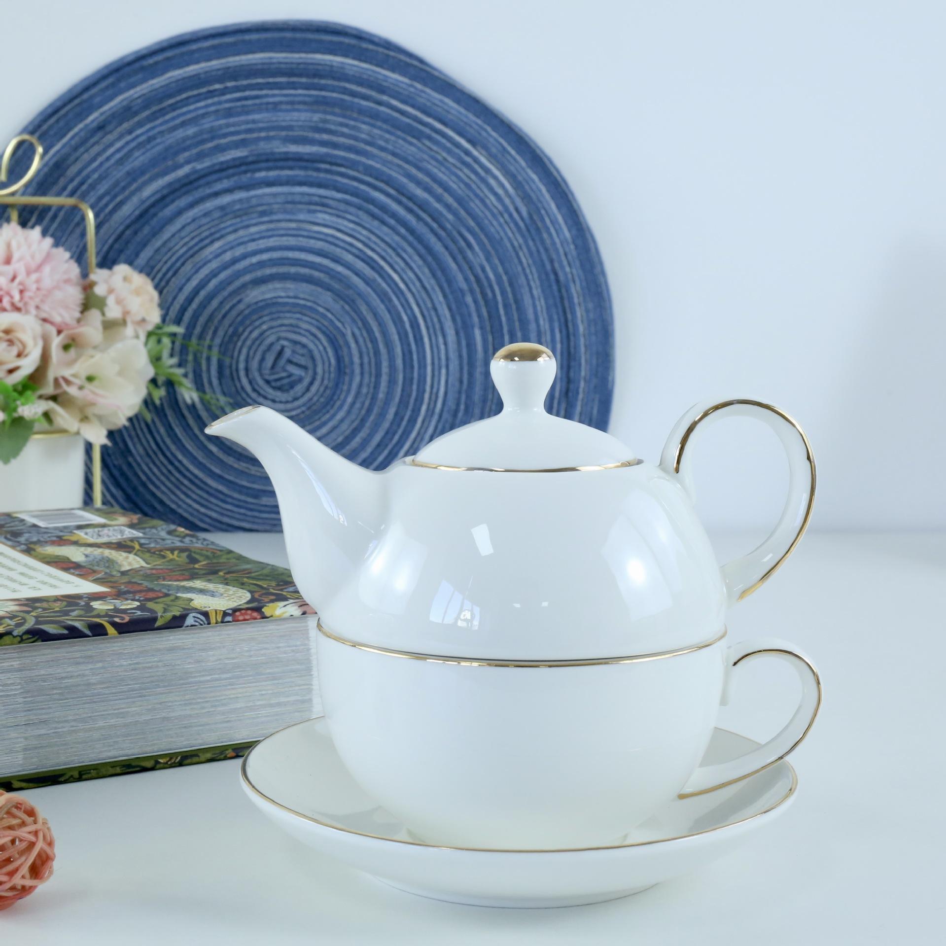 

White Ceramic Afternoon Tea Set Teapot Teacup Coffee Cup Kettle Filter Pot Breakfast Cups Flower Tea Cup Water Cups Teaware Sets