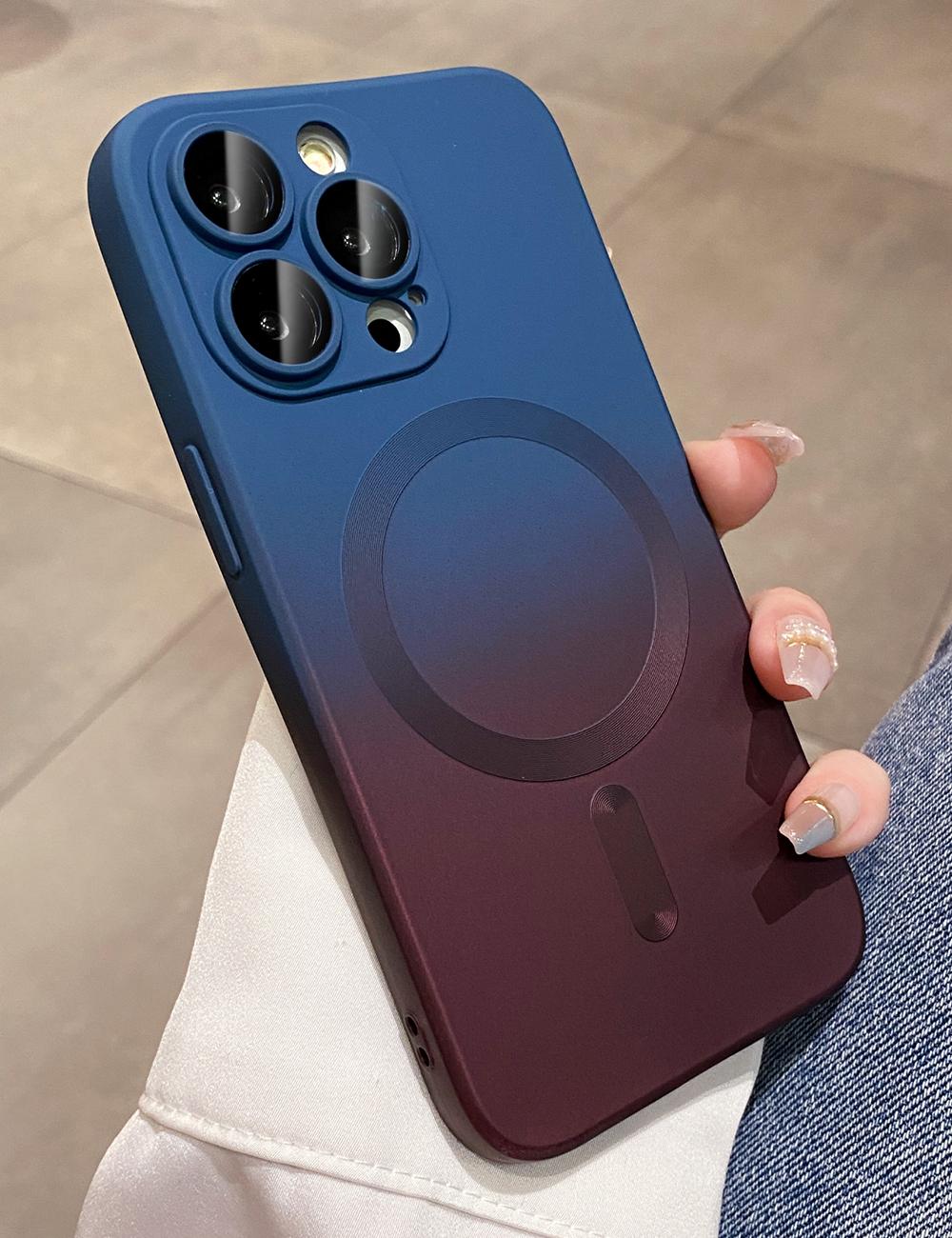 

Модный мягкий силиконовый чехол с градиентом цвета для iPhone 14 13 12 11 Pro 14Pro Max Plus, роскошный чехол для беспроводной зарядки Magsafe for iphone13ProMax(6.7 )