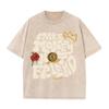 2026 Vintage Washed Black Make Money Not Friend Bubble Letter Graphic T Shirt Crown Coin Floral Oversized Streetwear Short Sleev